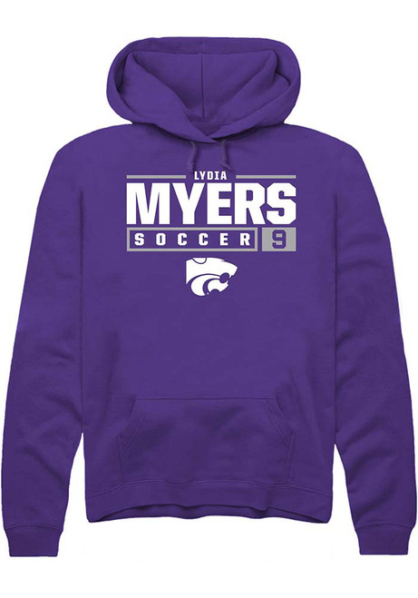 Lydia Myers Rally Mens Purple K-State Wildcats NIL Stacked Box Hooded Sweatshirt