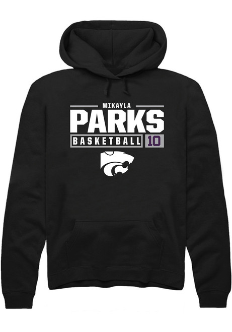 Mikayla Parks Rally Mens Black K-State Wildcats NIL Stacked Box Hooded Sweatshirt