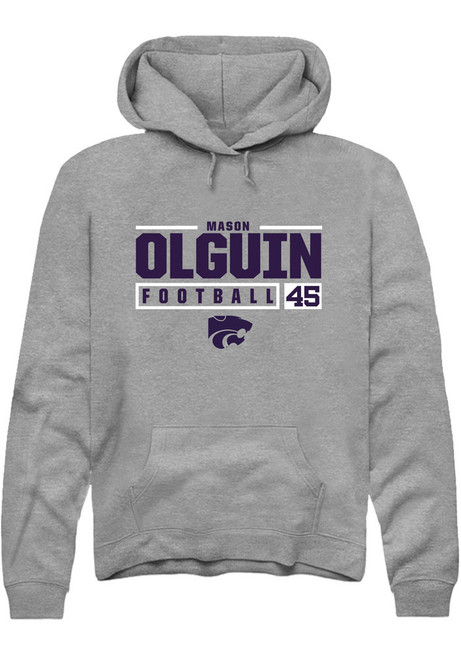 Mason Olguin Rally Mens Graphite K-State Wildcats NIL Stacked Box Hooded Sweatshirt