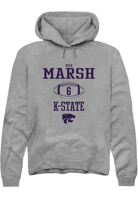 Max Marsh Rally Mens Graphite K-State Wildcats NIL Sport Icon Hooded Sweatshirt