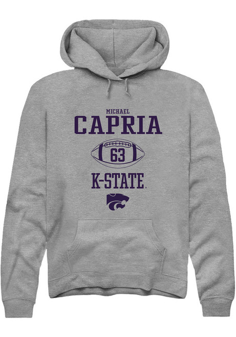 Michael Capria Rally Mens Graphite K-State Wildcats NIL Sport Icon Hooded Sweatshirt