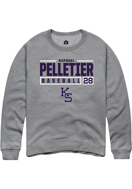 Raphael Pelletier Rally Mens Graphite K-State Wildcats NIL Stacked Box Crew Sweatshirt