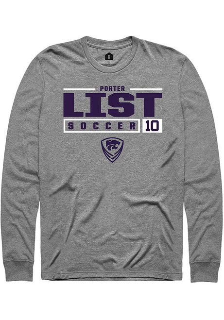 Porter List Rally Mens Graphite K-State Wildcats NIL Stacked Box Tee