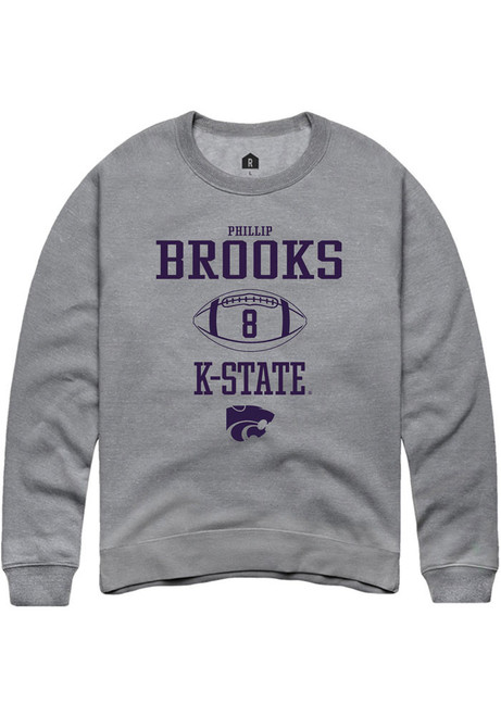 Phillip Brooks Rally Mens Graphite K-State Wildcats NIL Sport Icon Crew Sweatshirt