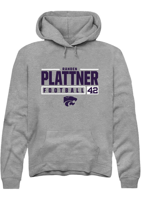 Randen Plattner Rally Mens Graphite K-State Wildcats NIL Stacked Box Hooded Sweatshirt