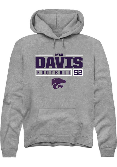 Ryan Davis Rally Mens Graphite K-State Wildcats NIL Stacked Box Hooded Sweatshirt