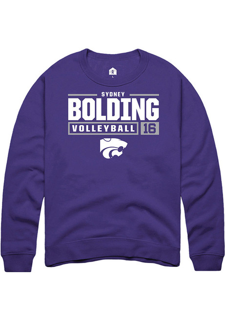 Sydney Bolding Rally Mens Purple K-State Wildcats NIL Stacked Box Crew Sweatshirt