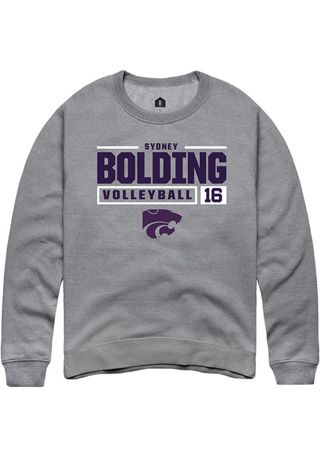 Sydney Bolding Rally Mens Graphite K-State Wildcats NIL Stacked Box Crew Sweatshirt