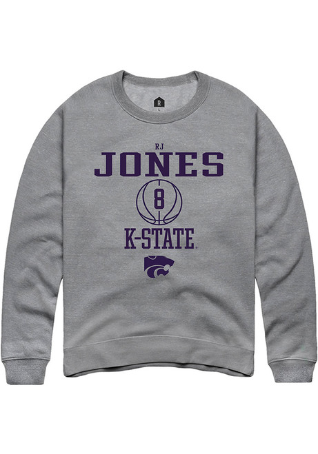 RJ Jones Rally Mens Graphite K-State Wildcats NIL Sport Icon Crew Sweatshirt