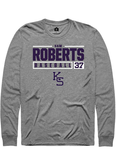 Sam Roberts Rally Mens Graphite K-State Wildcats NIL Stacked Box Tee