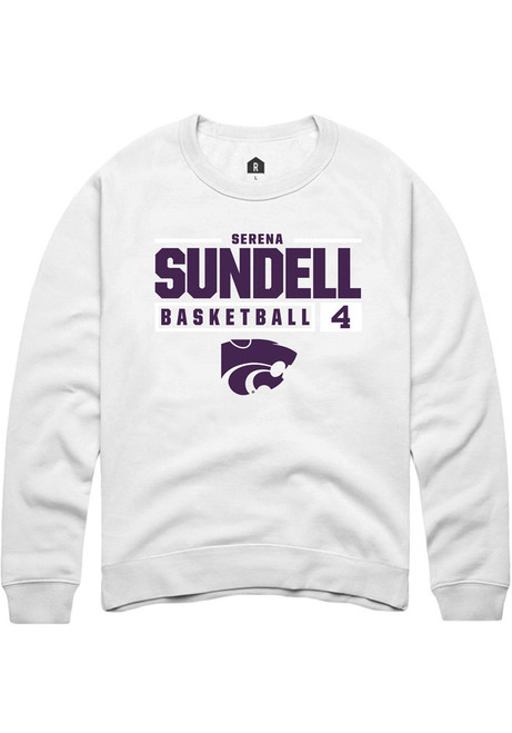 Serena Sundell Rally Mens White K-State Wildcats NIL Stacked Box Crew Sweatshirt