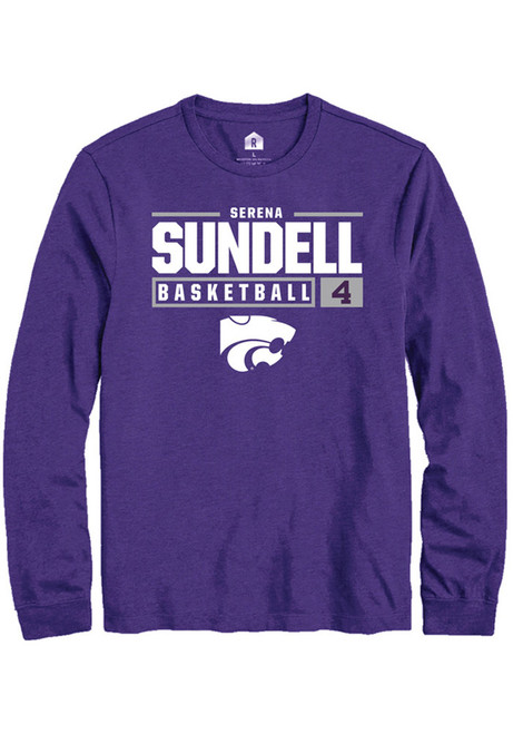 Serena Sundell Rally Mens Purple K-State Wildcats NIL Stacked Box Tee