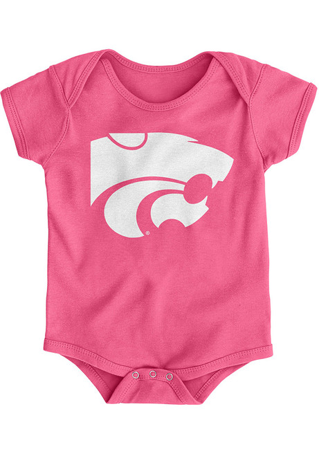 Baby Pink K-State Wildcats Primary Logo Short Sleeve One Piece