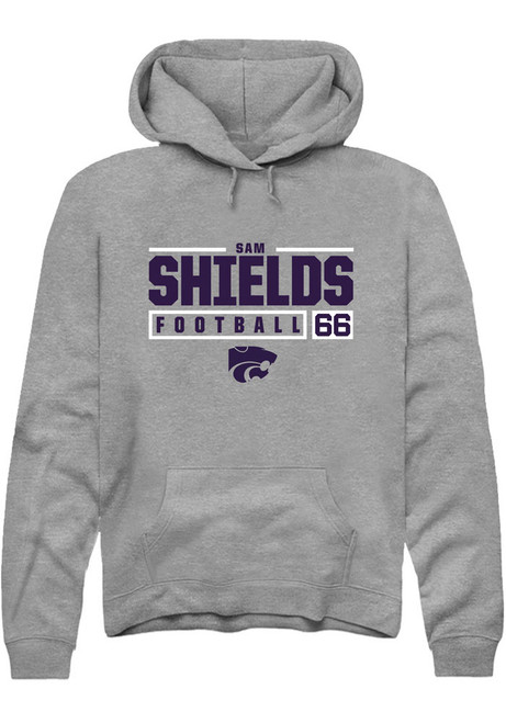 Sam Shields Rally Mens Graphite K-State Wildcats NIL Stacked Box Hooded Sweatshirt