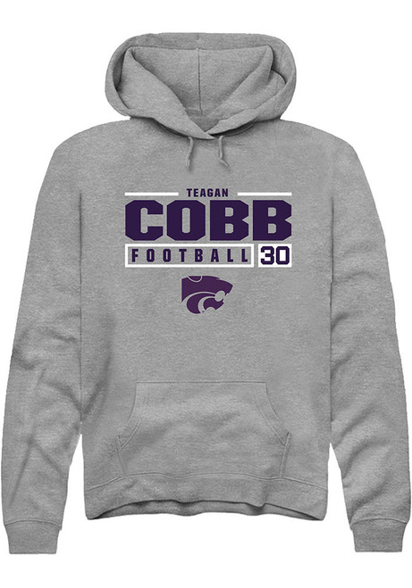 Teagan Cobb Rally Mens Graphite K-State Wildcats NIL Stacked Box Hooded Sweatshirt