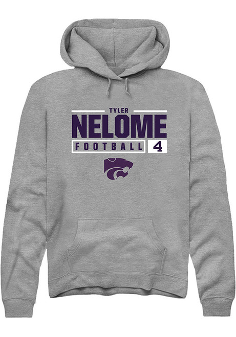 Tyler Nelome Rally Mens Graphite K-State Wildcats NIL Stacked Box Hooded Sweatshirt