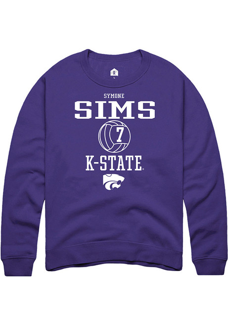 Symone Sims Rally Mens Purple K-State Wildcats NIL Sport Icon Crew Sweatshirt