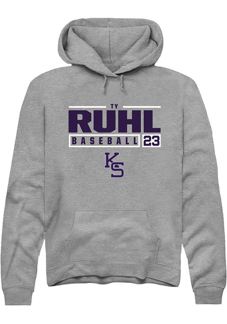 Ty Ruhl Rally Mens Graphite K-State Wildcats NIL Stacked Box Hooded Sweatshirt