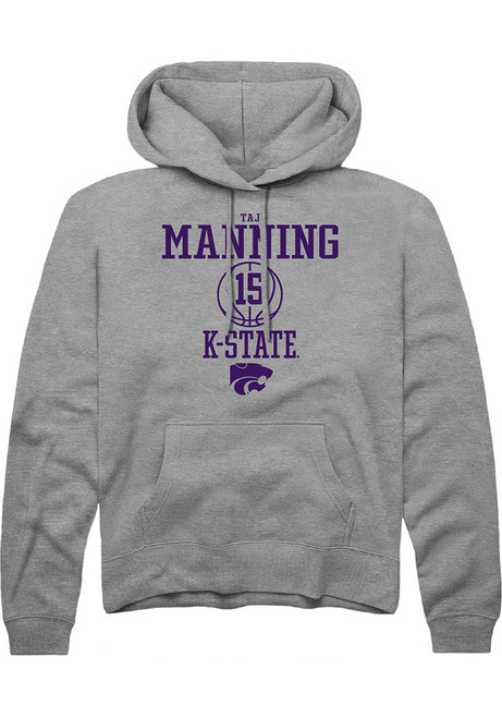 Taj Manning Rally Mens Graphite K-State Wildcats NIL Sport Icon Hooded Sweatshirt