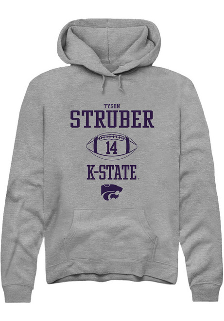 Tyson Struber Rally Mens Graphite K-State Wildcats NIL Sport Icon Hooded Sweatshirt