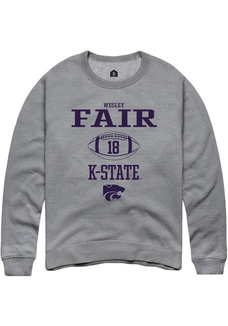 Wesley Fair Rally Mens Graphite K-State Wildcats NIL Sport Icon Crew Sweatshirt