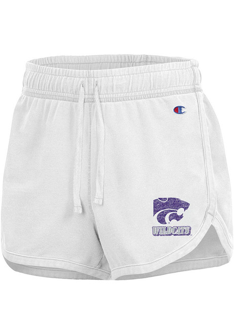 Womens K-State Wildcats White Champion Curved Shorts