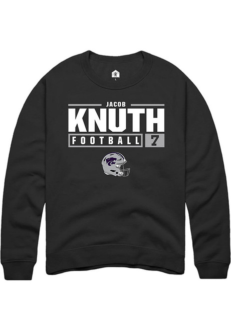 Jacob Knuth Rally Mens Black K-State Wildcats NIL Stacked Box Crew Sweatshirt