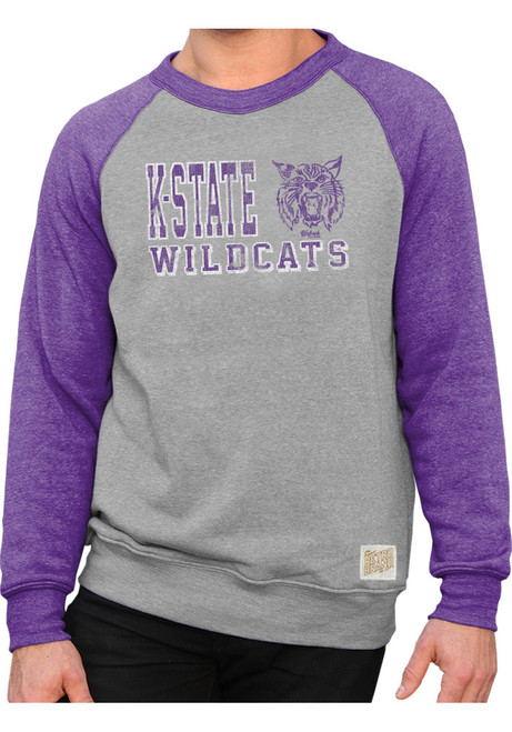 Mens K-State Wildcats Purple Original Retro Brand Color Black Raglan Fashion Sweatshirt