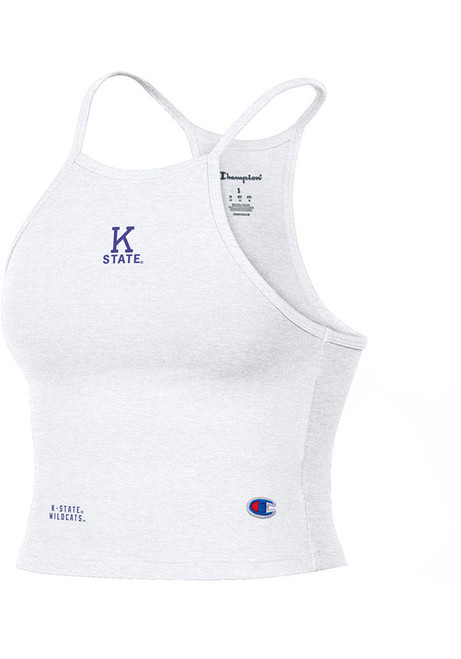 Womens K-State Wildcats White Champion Halter Crop Tank Top