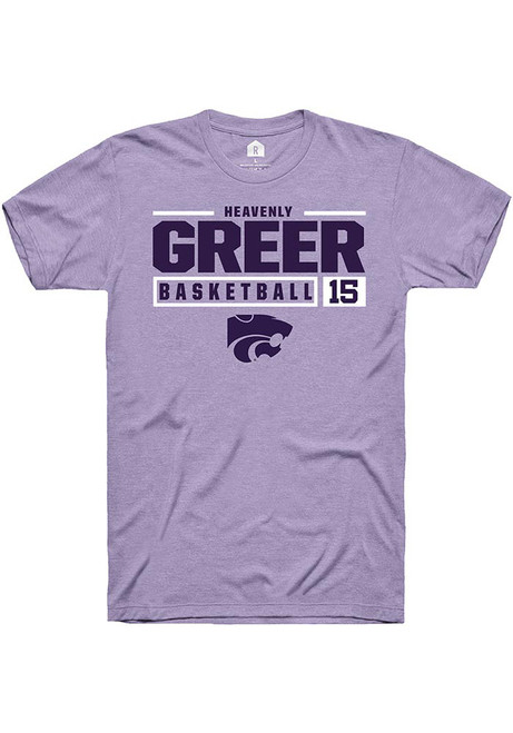Heavenly Greer Lavender K-State Wildcats NIL Stacked Box Short Sleeve T Shirt