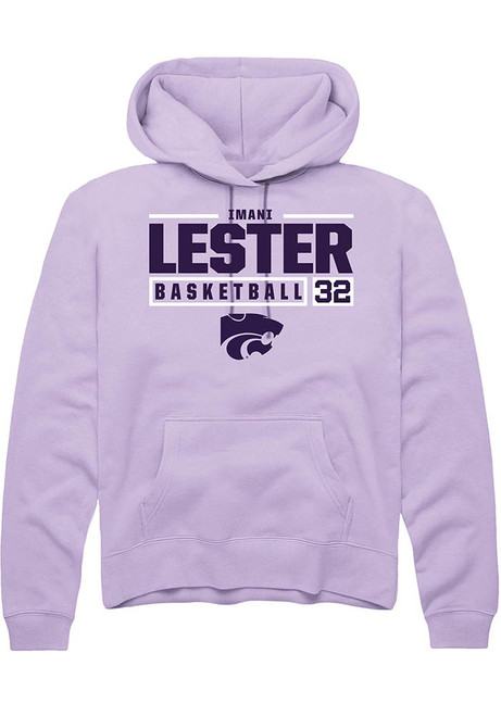 Imani Lester Rally Mens Lavender K-State Wildcats NIL Stacked Box Hooded Sweatshirt