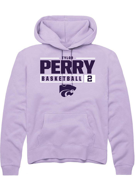 Tylor Perry Rally Mens Lavender K-State Wildcats NIL Stacked Box Hooded Sweatshirt