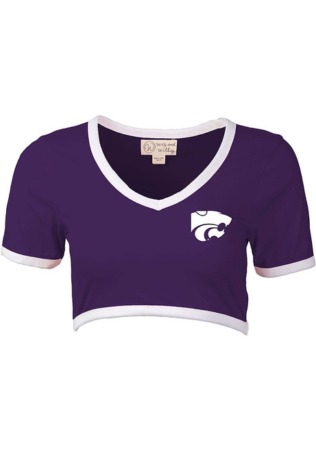 K-State Wildcats Cropped Ringer Short Sleeve T-Shirt - Purple