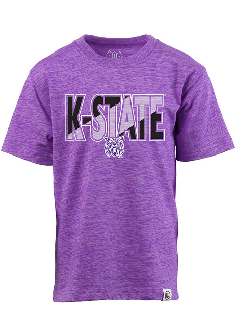 Boys Purple K-State Wildcats Cloudy Yarn Block Name Short Sleeve Fashion Tee