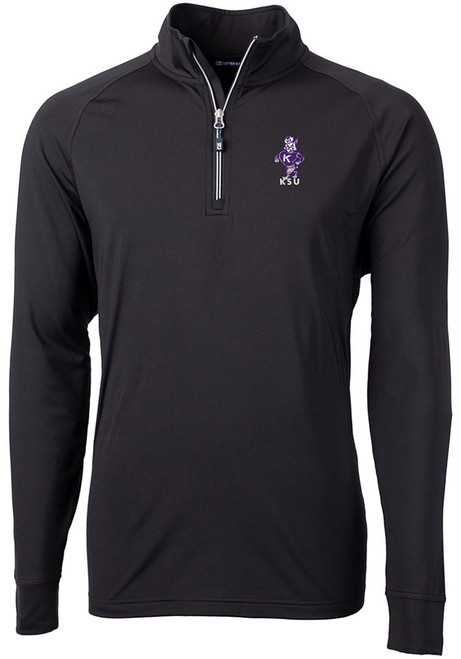 Mens K-State Wildcats Black Cutter and Buck Vault Adapt Eco 1/4 Zip Pullover