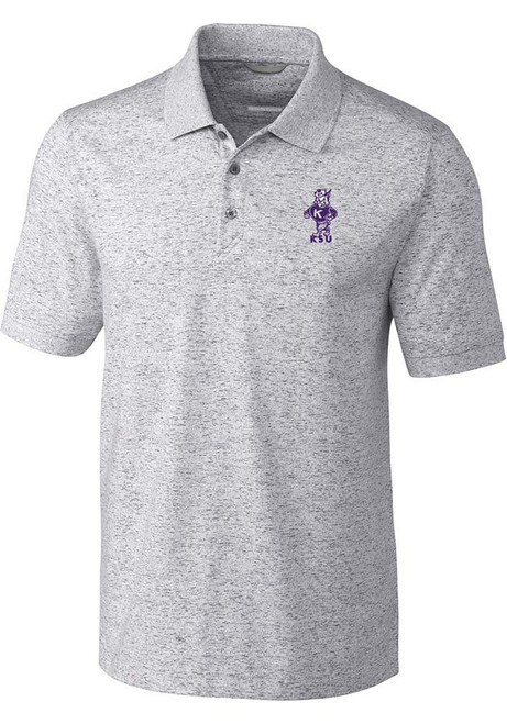 Mens K-State Wildcats Grey Cutter and Buck Vault Advantage Space Dye Short Sleeve Polo Shirt