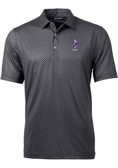 Mens K-State Wildcats Black Cutter and Buck Vault Pike Banner Short Sleeve Polo Shirt