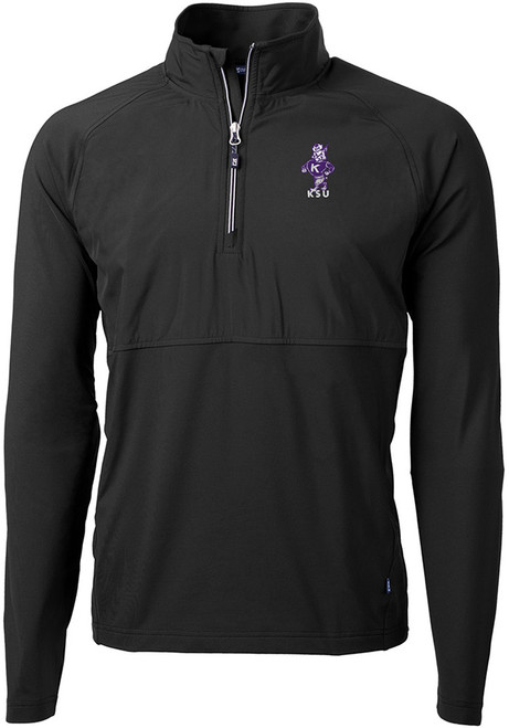 Mens K-State Wildcats Black Cutter and Buck Vault Adapt Eco Hybrid 1/4 Zip Pullover