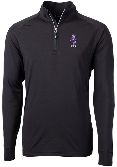 Mens K-State Wildcats Black Cutter and Buck Vault Adapt Eco Knit 1/4 Zip Pullover