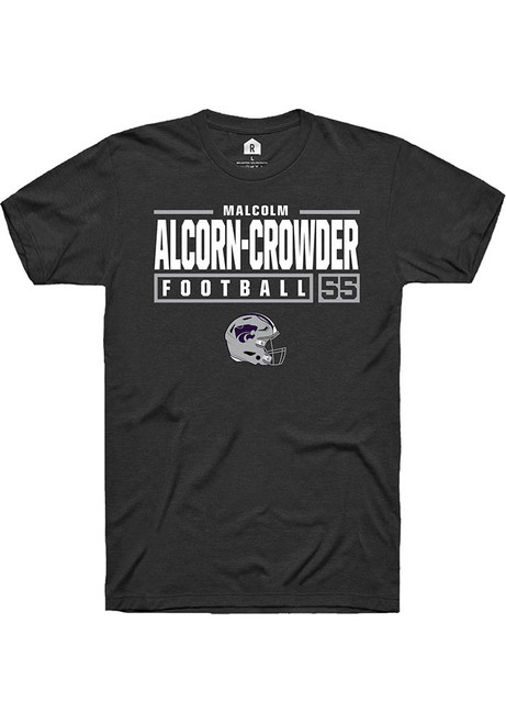 Malcolm Alcorn-Crowder Black K-State Wildcats NIL Stacked Box Short Sleeve T Shirt