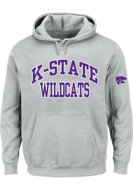 Mens Grey K-State Wildcats Arch Big and Tall Hooded Sweatshirt