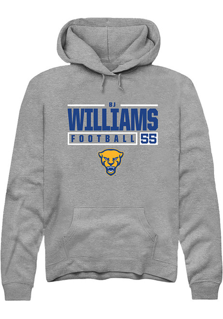 Bj Williams Rally Mens Graphite Pitt Panthers NIL Stacked Box Hooded Sweatshirt