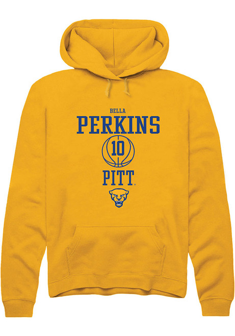 Bella Perkins Rally Mens Gold Pitt Panthers NIL Sport Icon Hooded Sweatshirt