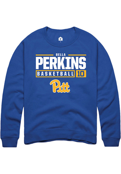 Bella Perkins Rally Mens Blue Pitt Panthers NIL Stacked Box Crew Sweatshirt