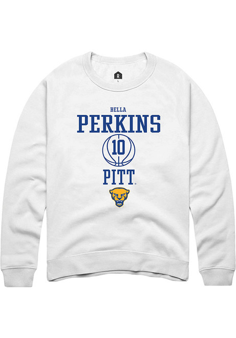 Bella Perkins Rally Mens White Pitt Panthers NIL Sport Icon Crew Sweatshirt