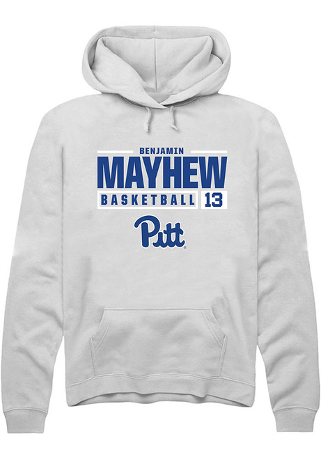 Benjamin Mayhew Rally Mens White Pitt Panthers NIL Stacked Box Hooded Sweatshirt