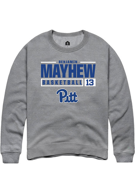 Benjamin Mayhew Rally Mens Graphite Pitt Panthers NIL Stacked Box Crew Sweatshirt