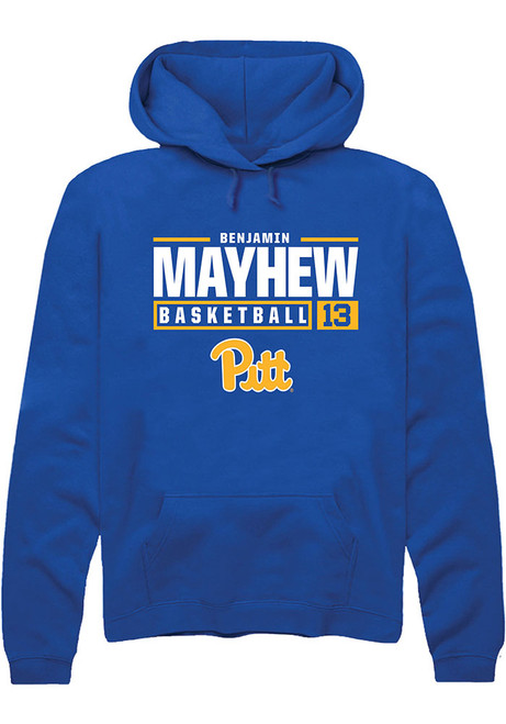 Benjamin Mayhew Rally Mens Blue Pitt Panthers NIL Stacked Box Hooded Sweatshirt