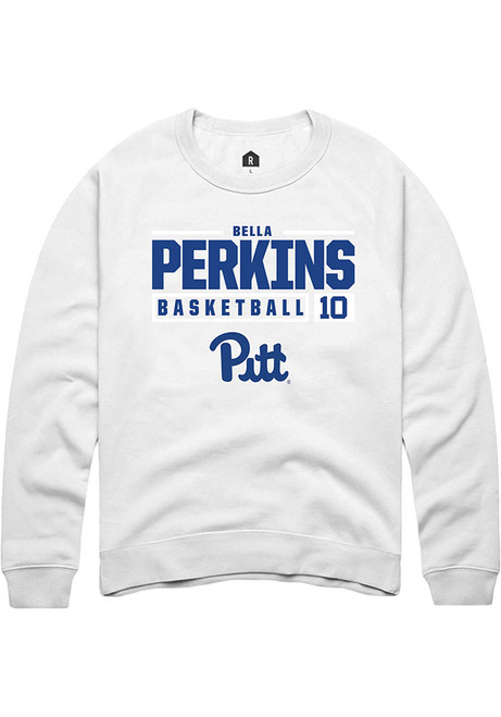 Bella Perkins Rally Mens White Pitt Panthers NIL Stacked Box Crew Sweatshirt