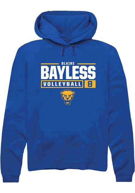 Blaire Bayless Rally Mens Blue Pitt Panthers NIL Stacked Box Hooded Sweatshirt